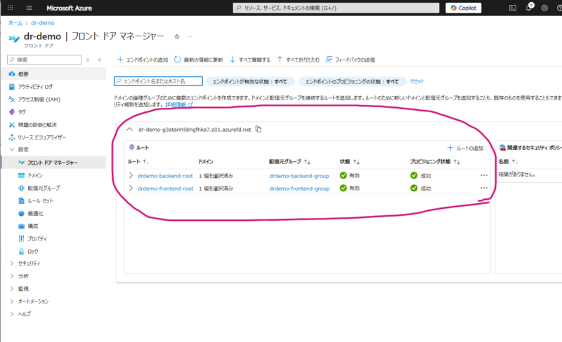 Front Doorのすべての設定が完了